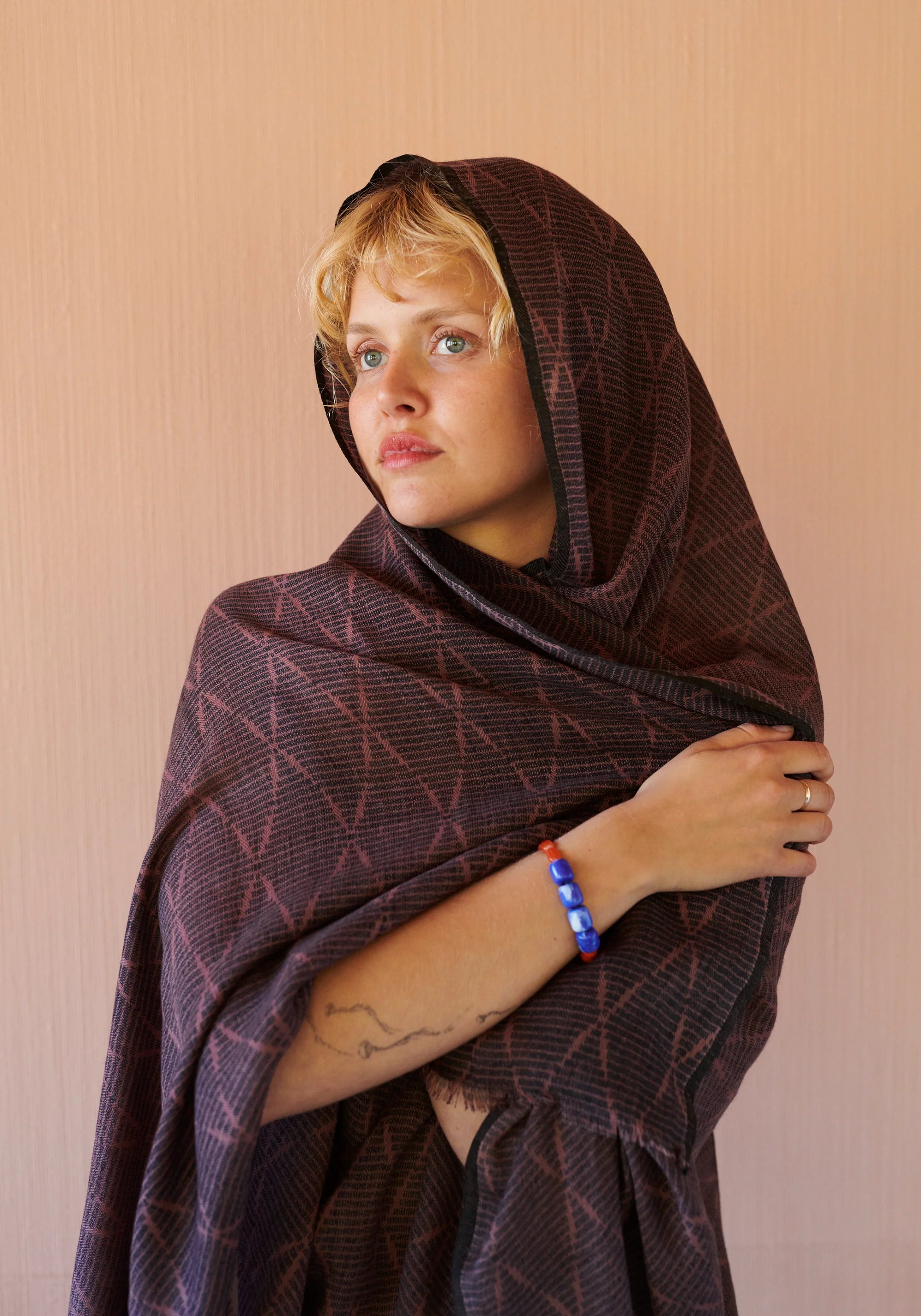 HABIBA Amina Ikat Scarf - Burgundy
