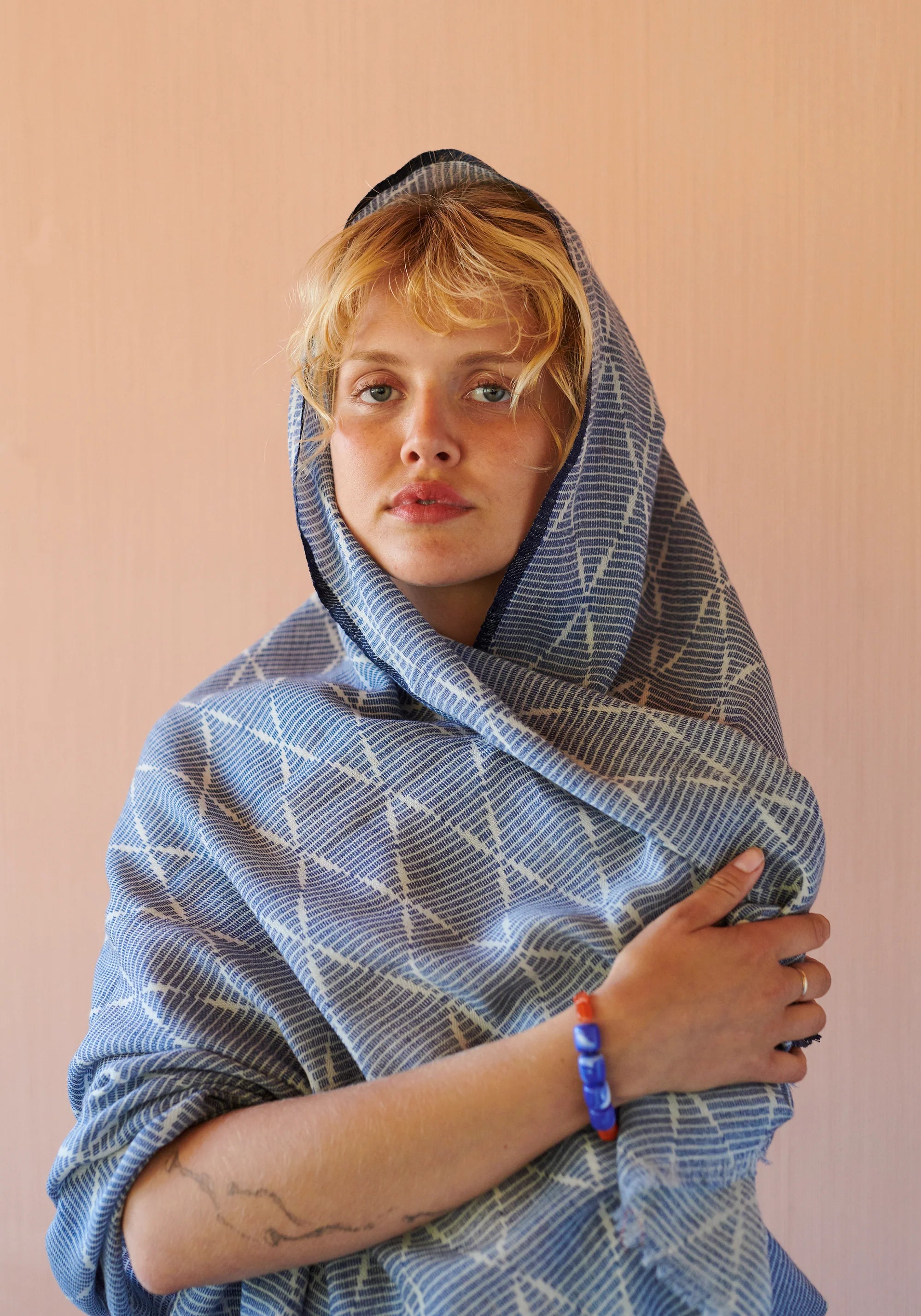 HABIBA Amina Ikat Scarf - Indigo